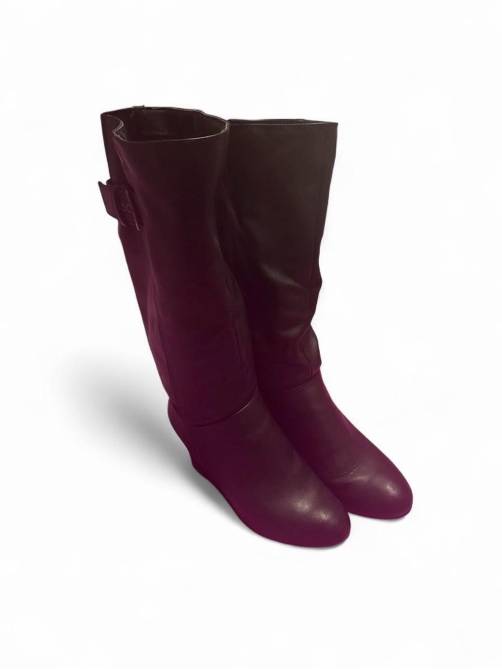Women's Black Mid-Calf Leather Heeled Boots
